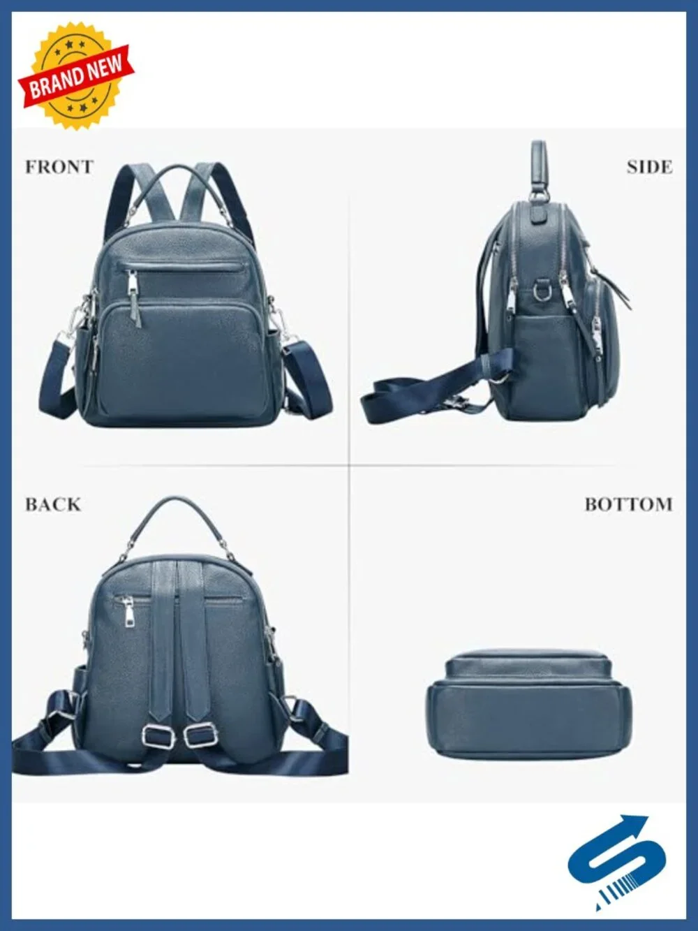 Genuine Leather Convertible Backpack Purse Women 4-in-1 Crossbody Daypack